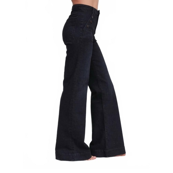Worn Once $325 ASKK NY Brick House Tuckernuck Wide Leg Jeans in Black 27 (26) - Picture 3 of 13